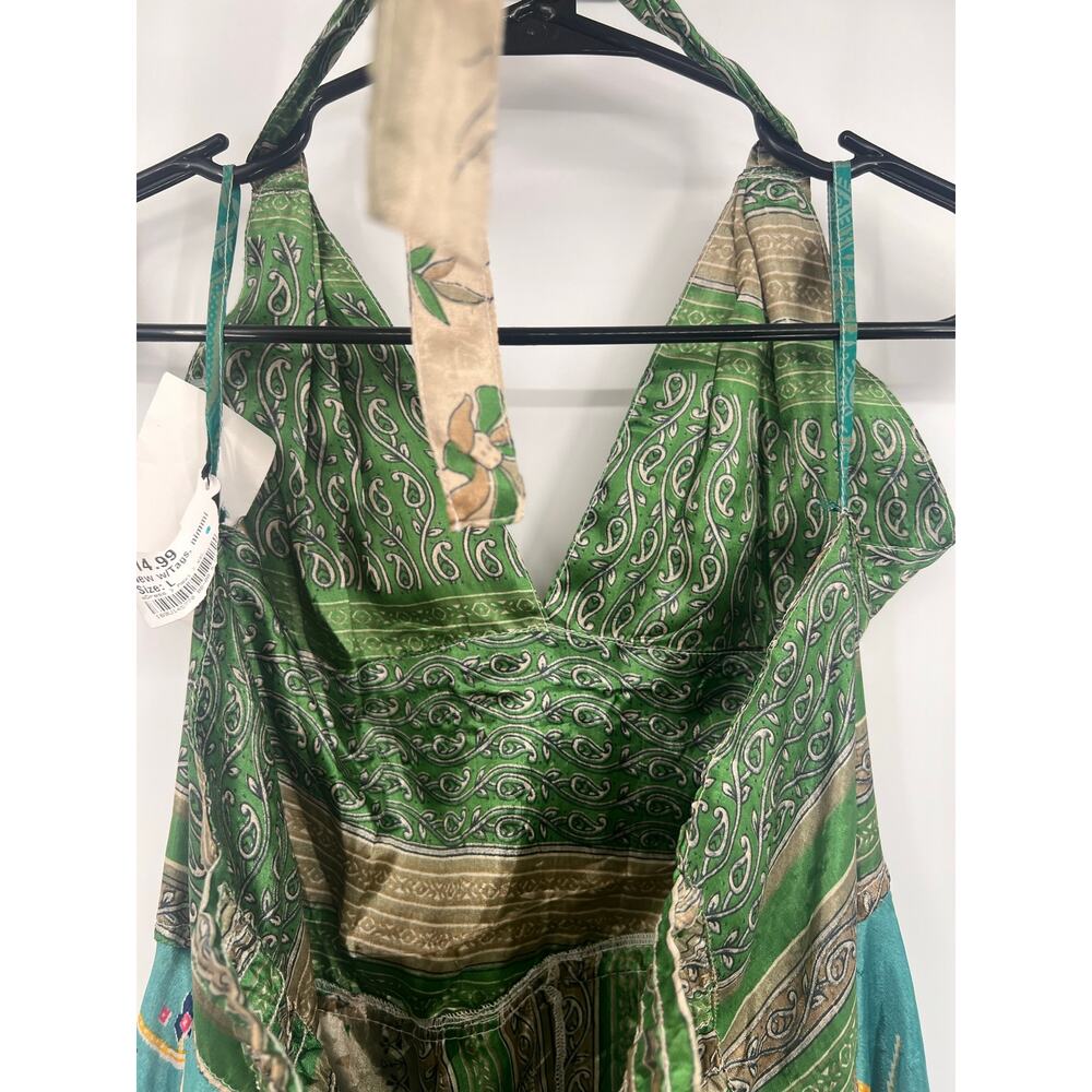 NWT NIMMI L Halter Handkerchief Midi Dress Layered Boho Fairy Hippie Floral Vaca - Picture 10 of 10